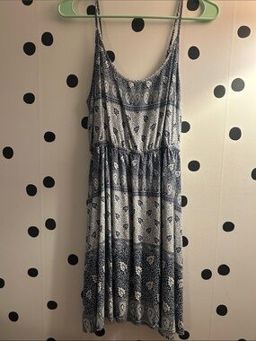 GAP Blue and White Printed Spaghetti-Strap Summer Dress